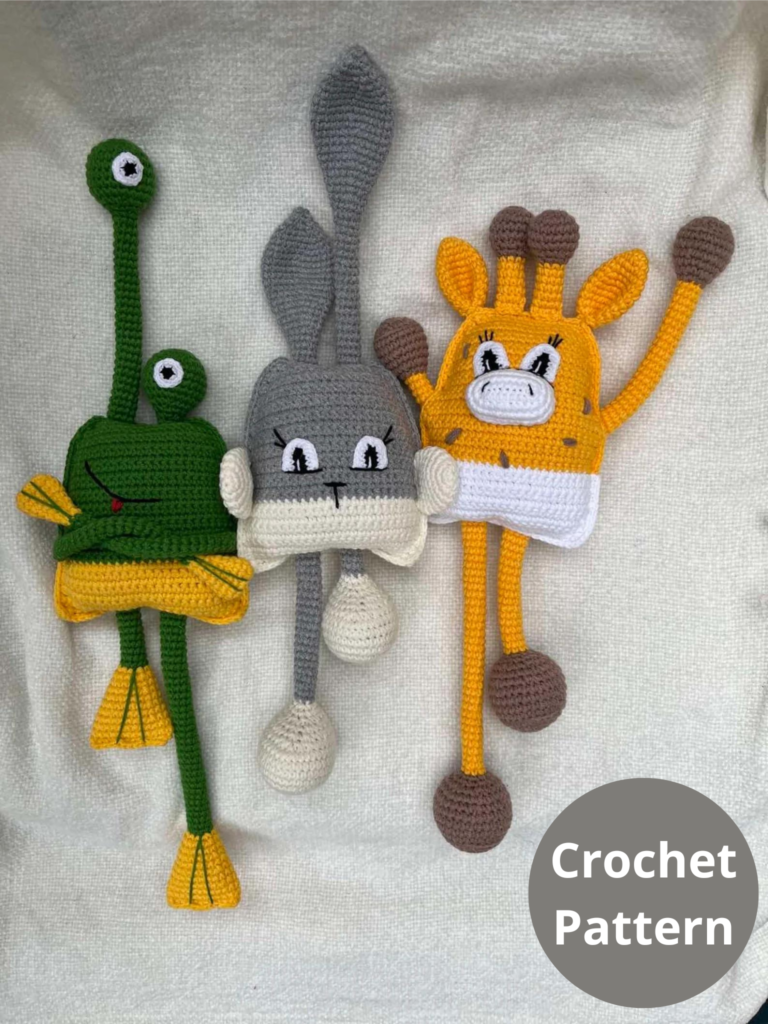 Frog , Bunny & Giraffe Baby Stretchable Hanging toys Crochet Pattern